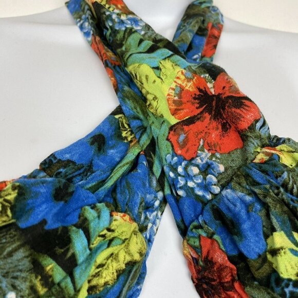 Reclaimed Vintage Inspired Tropical Print Bandeau Top Linen Cotton Blend Size 6 - Picture 6 of 7
